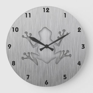 Grande Horloge Ronde Grenouille balayée de regard en métal