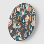 Grande Horloge Ronde Grenouille japonaise ukiyo-e Froggies (Angle)