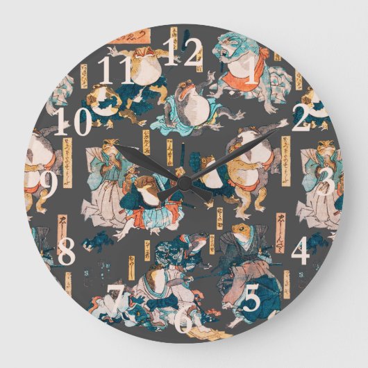 Grande Horloge Ronde Grenouille japonaise ukiyo-e Froggies (Recto)