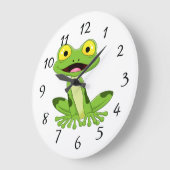 Grande Horloge Ronde Grenouille verte mignonne (Angle)