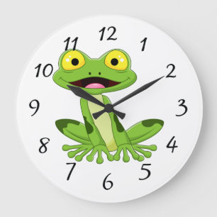 Grande Horloge Ronde Grenouille verte mignonne
