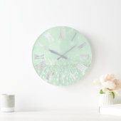 Grande Horloge Ronde Grey Mint Silver Glitter (Maison)