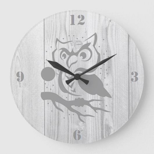 Grande Horloge Ronde Grey Owl Wall Clock (Recto)