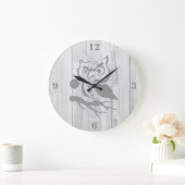 Grande Horloge Ronde Grey Owl Wall Clock (Maison)