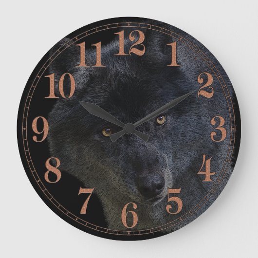 Grande Horloge Ronde Grey Wolf Face Wildlife-Supporter Art Clock (Recto)