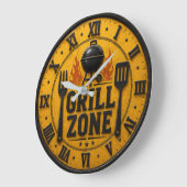 Grande Horloge Ronde Grill Zone BBQ Grill Master Kitchen Rustic (Angle)
