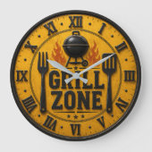 Grande Horloge Ronde Grill Zone BBQ Grill Master Kitchen Rustic (Recto)