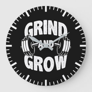 Grande Horloge Ronde Grind and Grow - Gym, entraînement Motivational
