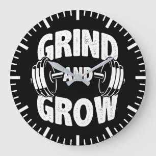 Grande Horloge Ronde Grind and Grow - Gym Workout Motivation