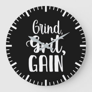 Grande Horloge Ronde Grind, Grit, Gain, Hustle, Gym, Motivation De Succ