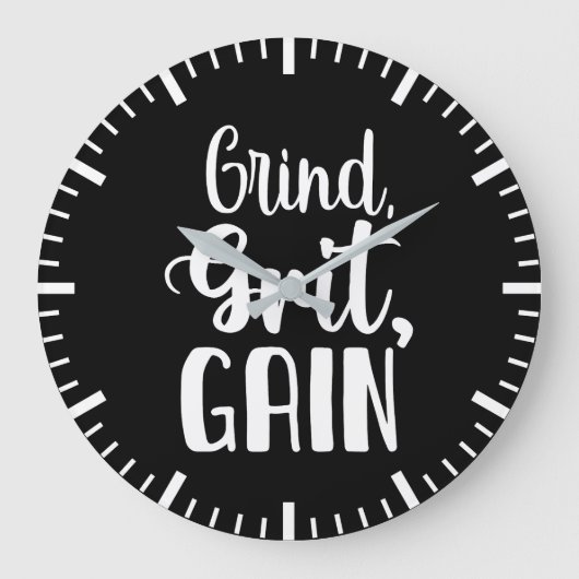 Grande Horloge Ronde Grind, Grit, Gain, Hustle, Gym, Motivation De Succ (Recto)