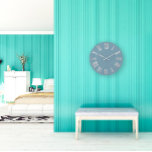 Grande Horloge Ronde Gris Bleu Argent Métallique Gris Romain Numéros<br><div class="desc">Unique minimaliste et décoratif Correspond à la mode réelle dans la décoration maison. Vous pouvez changer la forme et la couleur de la main. florenceK design</div>