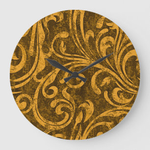 Grande Horloge Ronde Gris floral, texture transparente haute résolution