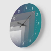 Grande Horloge Ronde gris pourpre turquoise (Angle)