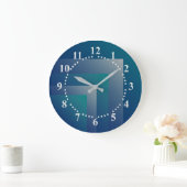 Grande Horloge Ronde Gris turquoise de marine (Maison)