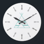 Grande Horloge Ronde Groene Tipi<br><div class="desc">Klok branché rencontre tipi design.</div>