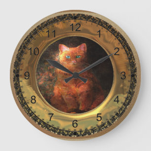 Grande Horloge Ronde Gros chat victorien
