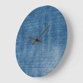 Grande Horloge Ronde Gros plan bleu jean texture (Angle)
