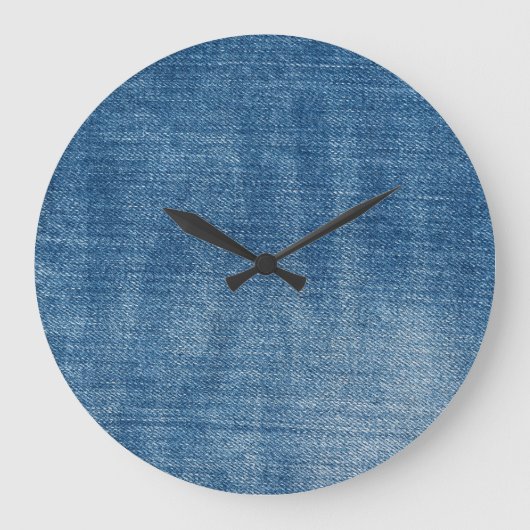 Grande Horloge Ronde Gros plan bleu jean texture (Recto)