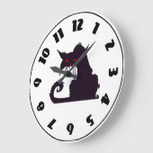 Grande Horloge Ronde Grumpy Black Cat Clock (Angle)