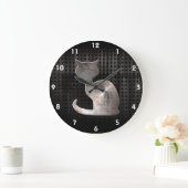 Grande Horloge Ronde Grunge Cat (Maison)