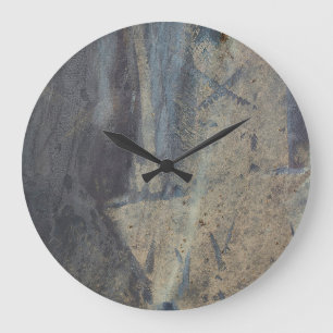 Grande Horloge Ronde Grungy Conception d'ardoise Abstraite