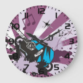 Grande Horloge Ronde Guitare bleue (Recto)