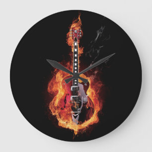 Grande Horloge Ronde Guitare flamboyante
