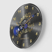 Grande Horloge Ronde Guitare rock - Blue (Angle)