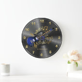 Grande Horloge Ronde Guitare rock - Blue (Maison)
