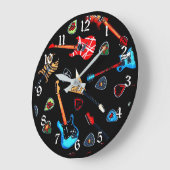Grande Horloge Ronde Guitares rock électriques (Angle)
