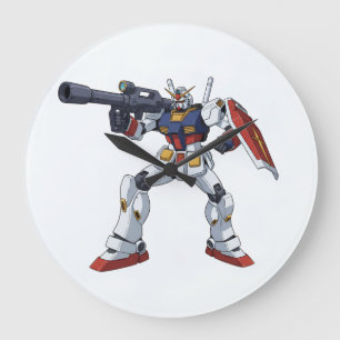 Grande Horloge Ronde Gundam Mecha Anime Illustrat Classique Rétro RX-78