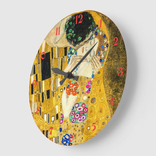 Grande Horloge Ronde Gustav Klimt - Le baiser / Saint Valentin (Angle)