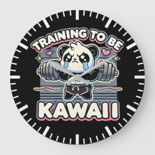 Grande Horloge Ronde Gym Panda Formation Pour Être Kawaii Mignonne Anim