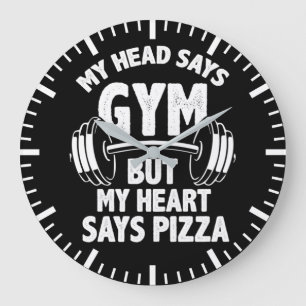 Grande Horloge Ronde Gym vs Pizza - Gym Amusant, Humour d'entraînement