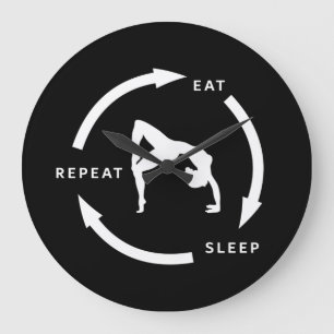 Grande Horloge Ronde Gymnastique artistique féminine Mangez le sommeil 