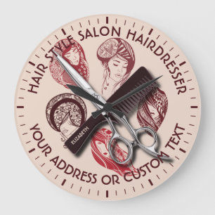 Grande Horloge Ronde Hairdresser Or Beauty Salon Hair Stylist Name