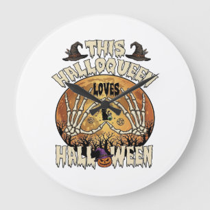Grande Horloge Ronde Halloqueen aime les mains de squelette d'Halloween