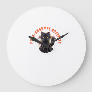 Grande Horloge Ronde Halloween amateur de chats activité paranormale fé