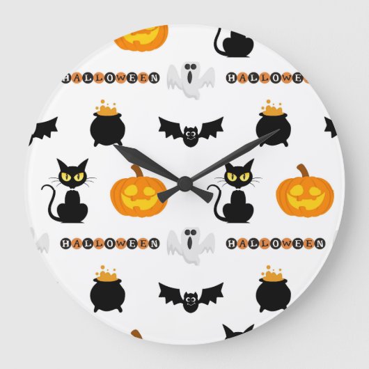 Grande Horloge Ronde Halloween and cat-themed wall clock. (Recto)
