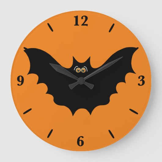 Grande Horloge Ronde Halloween Black Bat Large Round Wall Clock  (Recto)