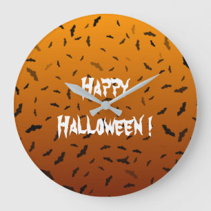 Grande Horloge Ronde Halloween - Chauves-souris