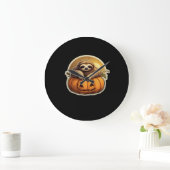 Grande Horloge Ronde Halloween classique à thème Sloth T-Shirt_1 (Maison)