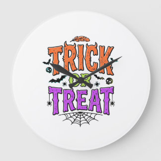Grande Horloge Ronde Halloween Farce Traitement Drôle Toile D'araignée