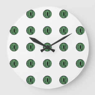Grande Horloge Ronde Halloween Green Polka Dot Eyes