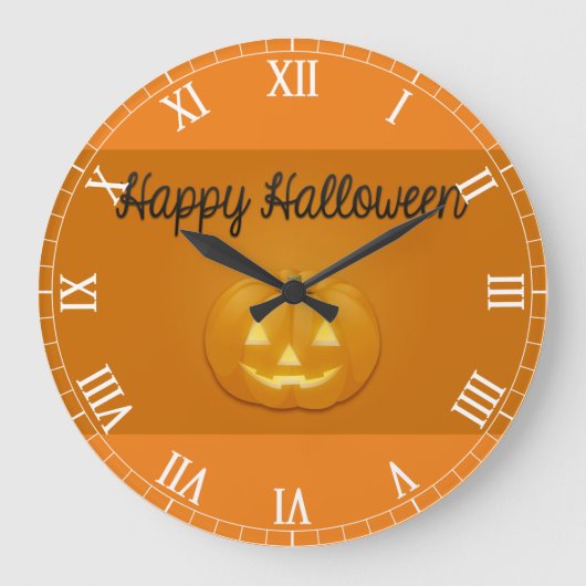 Grande Horloge Ronde Halloween heureux Jack-o'-lantern (Recto)