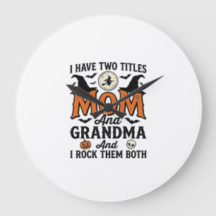 Grande Horloge Ronde Halloween Maman Grand-mère Vintage Chemise de Sorc