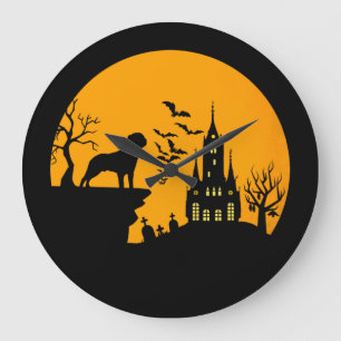 Grande Horloge Ronde Halloween Rottweiler