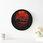 GRANDE HORLOGE RONDE HALLOWEEN SCARY RED MOON (Maison)