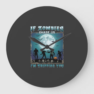 Grande Horloge Ronde Halloween Si les zombies nous poursuivent_1